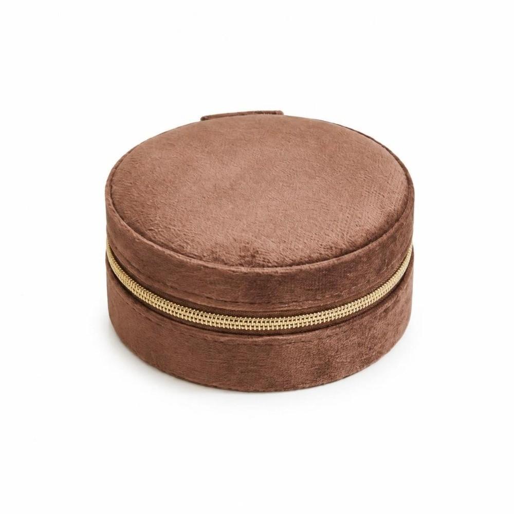 Velvet Travel Jewelry Case Round Mini Portable Jewelry Storage Ring Jewelry Box  Storage Use