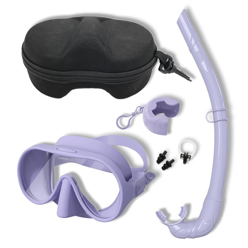 NEW Tempered Glass Freediving Mask Snorkeling Set Foldable Snorkel Diving Mask All-Inclusive Silicone
