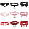 Punk Gothic Spiked Star Heart Pu Leather Collar, Casual Party Wear Christmas Valentine'S Day Fashion Necklace Gift