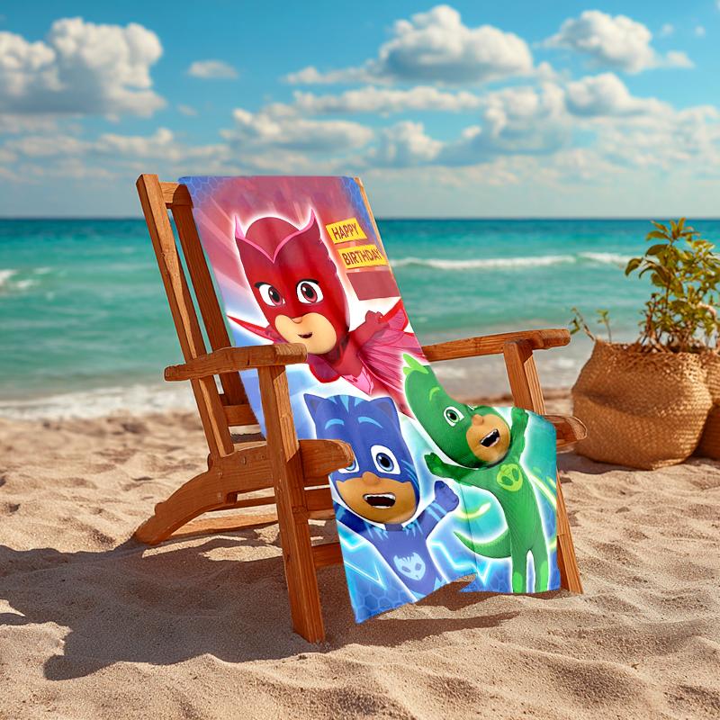 1pc PJ Marks2 Beach Towel, Comfortable and Thick, and Swimming/Bath/Picnic/Camping Towel, Suitable for Seaside Beaches