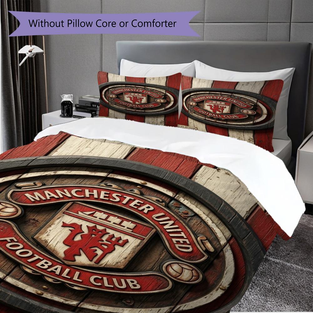 Biancheria da letto Manchester Glory (1 * copripiumino + 2 * federa, senza nucleo) Regalo di Natale e compleanno 2D Piatto Morbido e confortevole