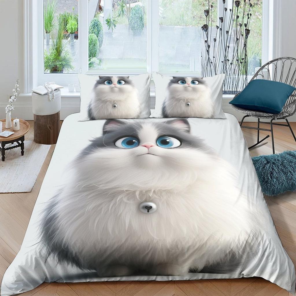Comforter Cat Bedding Set Printed Suitable Children Kids And Adults Warm Soft And Breathable