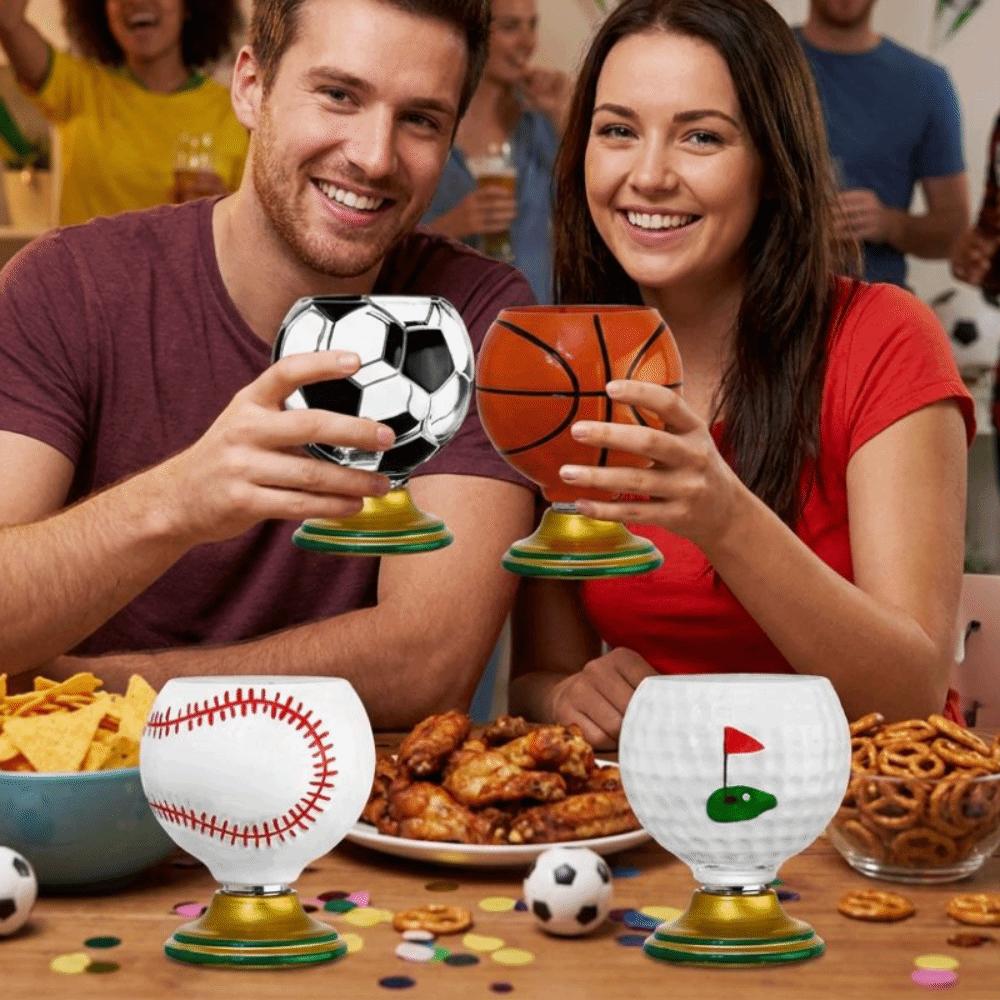 Hand Painted Spinning Sports Ball Whiskey Glass Rotating Base Cocktail Glass Mug  Game-day Party