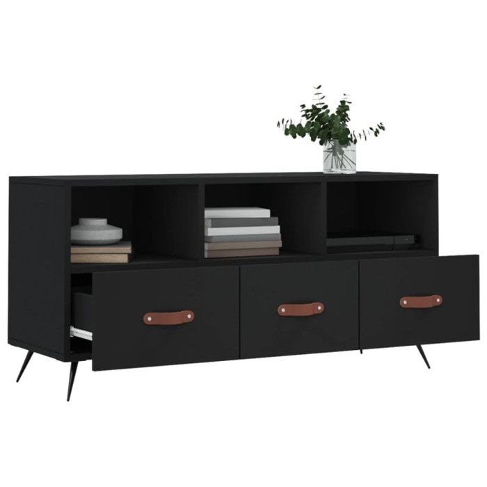 VidaXL Meuble TV noir 102x36x50 cm bois d'ingénierie 829005