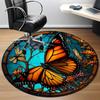 1pc Butterfly Stained Glass Chair Carpet for Office Non-Slip, Machine Washable Rug for Office, Room - Holiday Decor, Machine Made yy251016178