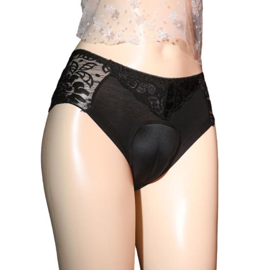 תחתוני Crossdresser לגברים תחתוני עיצוב נרתיק מזויף תחתוני תפירת תחרה נמוכה תחתוני תפירת תחרה סקסית הלבשת תחתוני נרתיק מזויפים