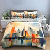 Abstract Sailboat Cityscape Bedding Duvet Cover Set Duvet Cover Pillowcases  (1*Duvet Cover 2*Pillowcases, without duvet insert)