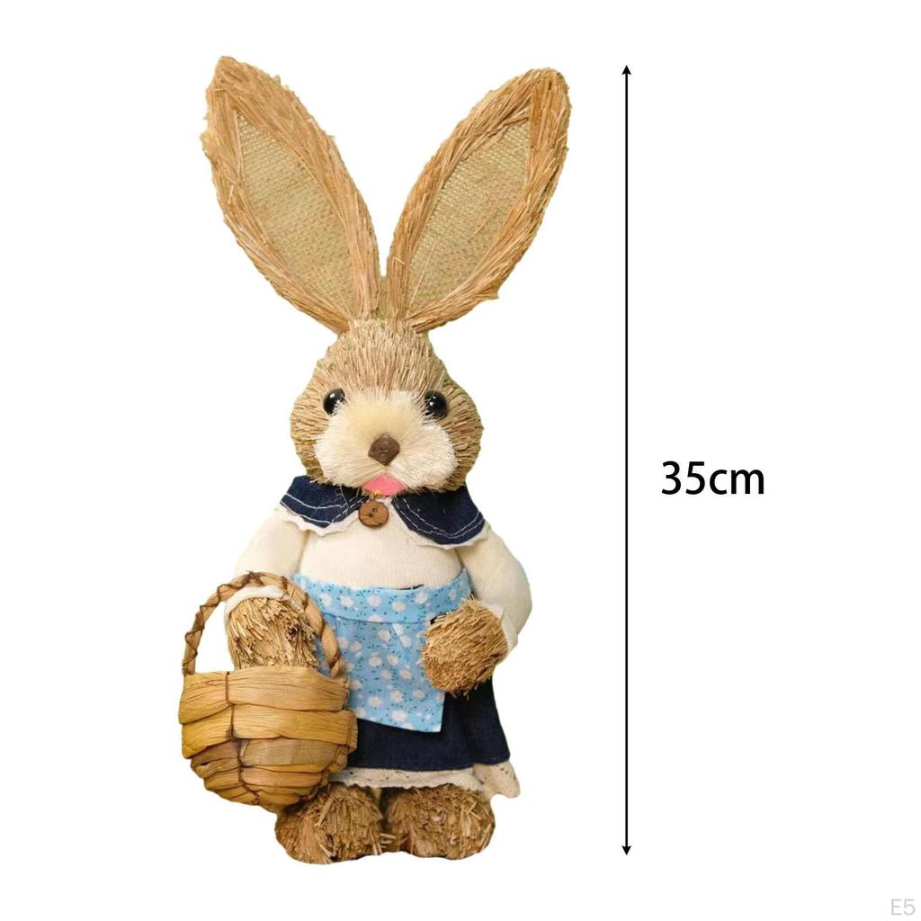 Straw Bunny Figurine DIY Material Pack Cartoon Cute Rabbit Statue for Adults Style A