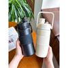 Simple Large-Capacity Thermos Cup for Students, Portable with Handle, Dual Drinking Cup, High-Looking, Unisex Fitness Straw Water Bottle