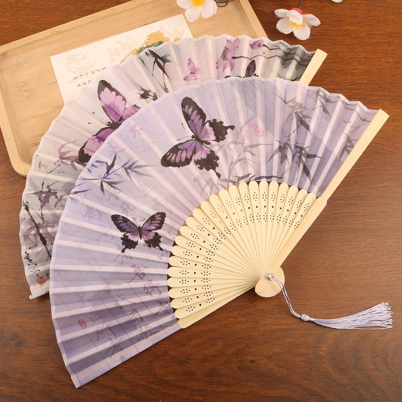 Retro Tassel Floral Folding Fan - Summer Portable Hanfu Dance Prop