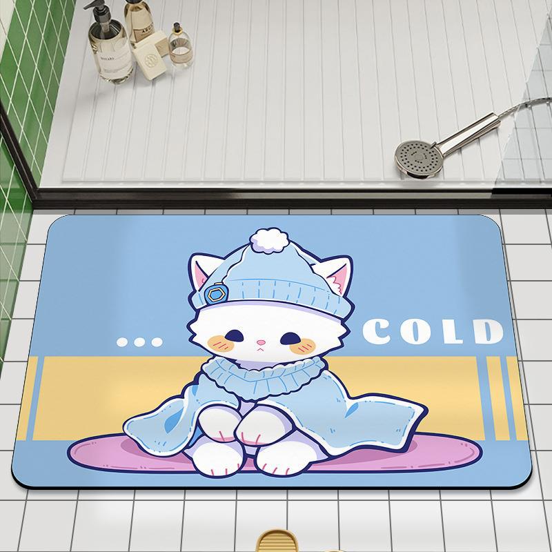 Bathroom Mat Household Toilet Soft Diatom Mud Absorbent Quick Dry Mat Toilet Door Non-slip Anti-fall Ground