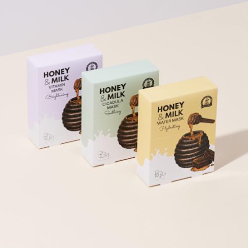 BOM Honey & Milk Mask Pack (Choose 1 of 3 Types) Vitamin (10 Sheets)