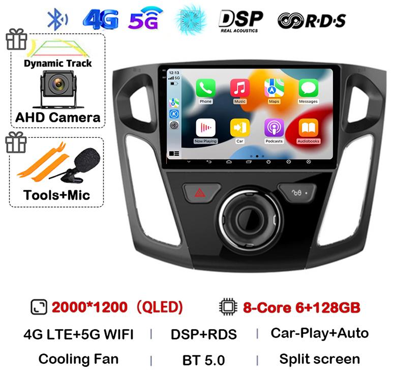 Android 14 Carplay Auto 2 Din DVD Car Radio For Ford Focus 3 Mk 3 Salon 2012-2017 Multimedia Video Player Navigation GPS Stereo