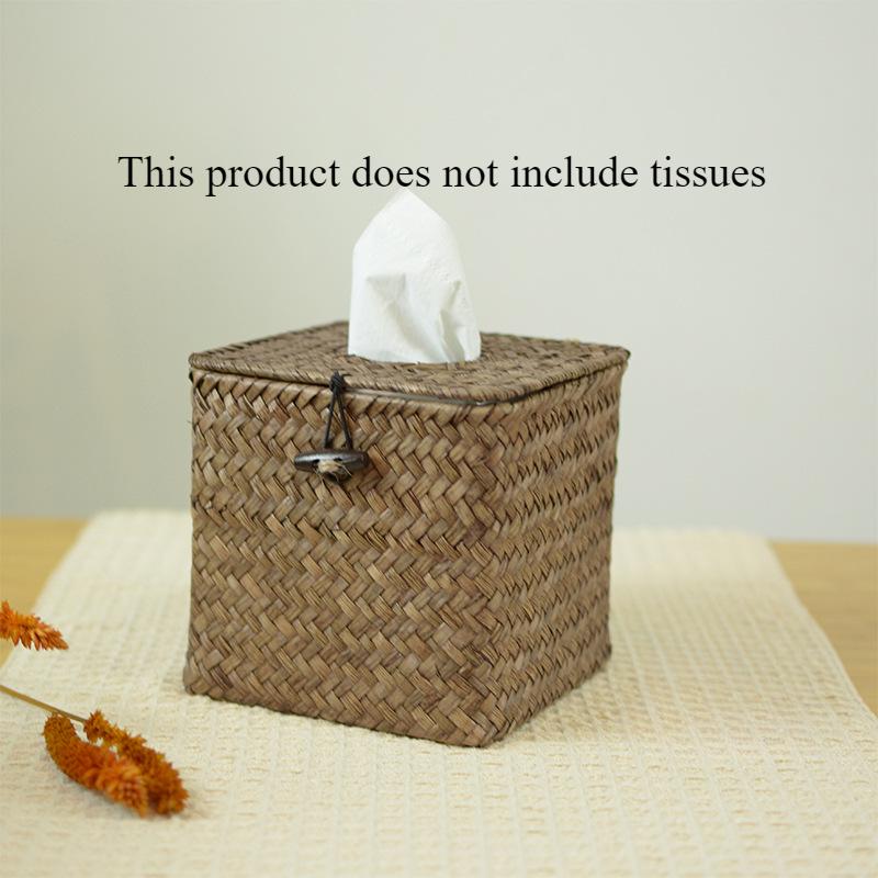 New Creative Multiple Seaweed Weaving Napkin Boxes Modern Simple Style Pure Hand Weaving Home Restaurant Hotel Tissue Boxes