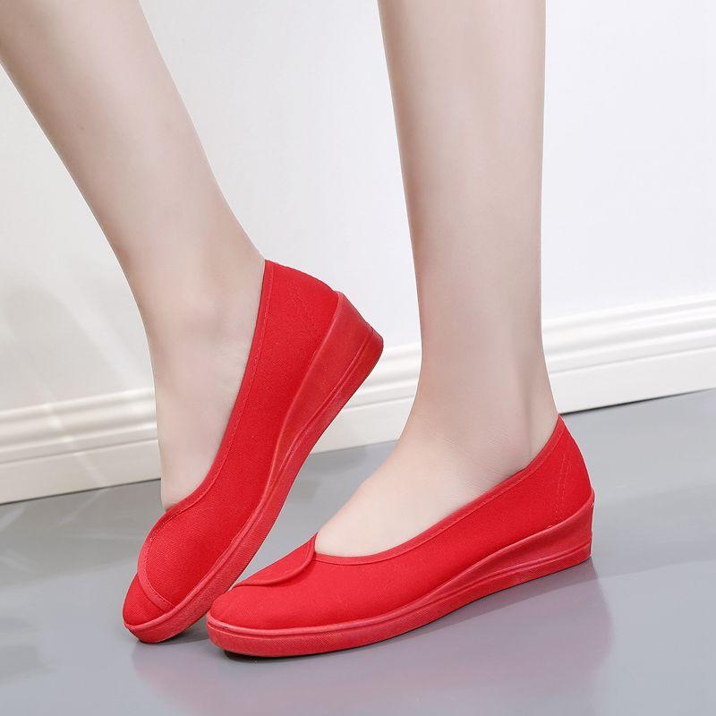 Cresfimix Zapatos De Mujer Women Cute Round Toe Red Slip On Loafers Lady Cool Canvas Anti Skid Comfort Summer Flat Shoes B6070b