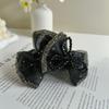 Cloth Shiny Rhinestone Hair Claw Beads Women Sequin Hairgrips Black Bow Shark Clip  Party