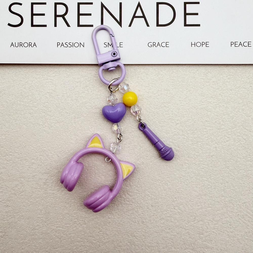 Stylish Music Headphone Charm: Personalized Backpack and Keychain Microphone Pendant Personalized Music Headphone Pendant