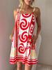 2025 Summer Seaside Vacation Linen Printed Camisole Dress