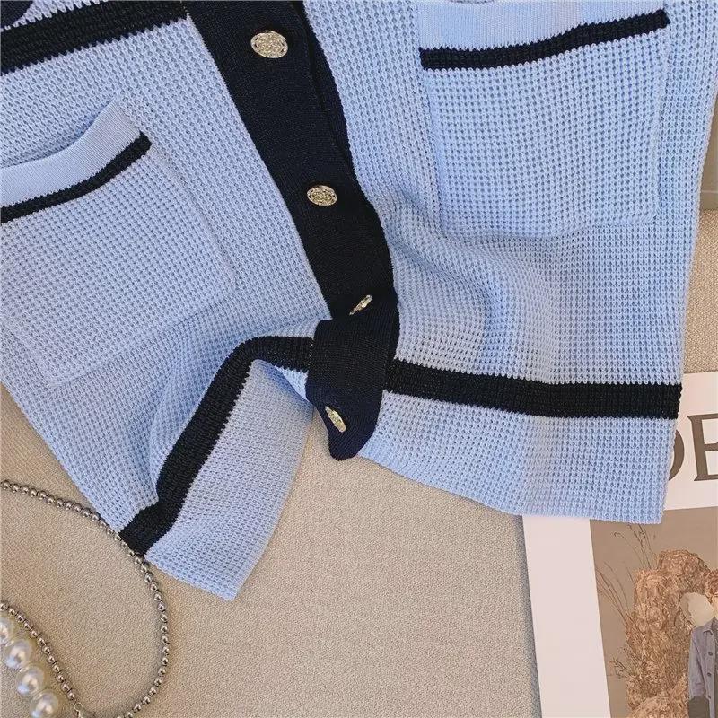 Summer Xiaoxiang Style Sleeveless Knitted Vest - Artful, Contrasting Colors, Celebrity Chic