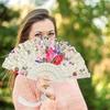 1 Set Folding Hand Fan Lightweight Elegant Exquisite Floral Pattern Decorative Folding Fan Wedding Party Supply