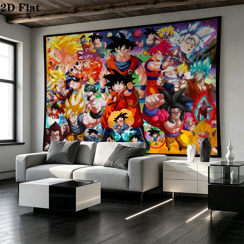 Anime Dragonball Wall Tapestry Aesthetic Wall Hanging Printed Fabric Blanket Decorative Tapestries for Bedroom Living Room Home Decor