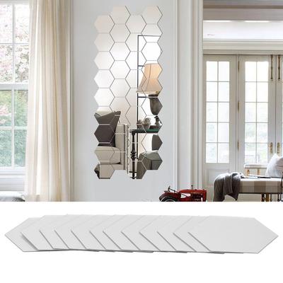 12 Pcs Silver Acrylic Mirror Sticker Acrylic Wall Decorative Mirror Sticker  Bedroom Wall