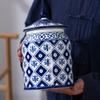 Achtkante Blauw Witte Jingdezhen Porseleinen Pot Keramische Opslag Thee En Snacks Container Elegante Display Huis Keukengerei