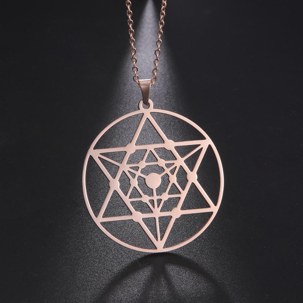 LIKGREAT Flower of Life Pendant Necklace for Women Mandala Chakra Hollow Stainless Steel Charms Jewelry Geometry Amulet Gift
