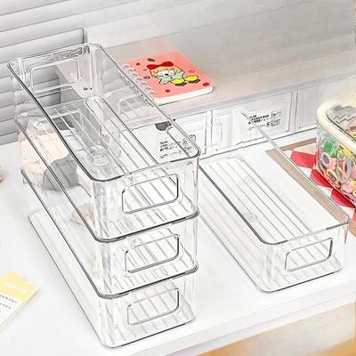 Desktop Cosmetic Storage Box, Transparent Dormitory Drawer for Organization and Storage, Can Be Stacked As A Narrow and Long Storage Box