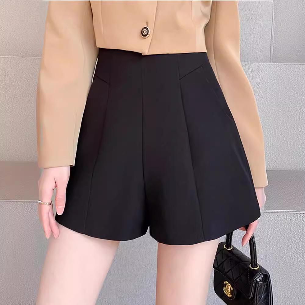 

2024 Новые женские шорты А-силуэта с высокой талией, белые: Слимминг, Универсальные, Корейские Повседневные Летние Брюки Широкие от Бедра 4X-Large чёрный