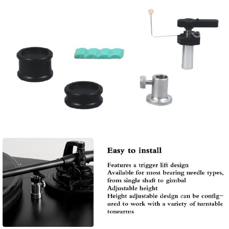 1 Set High End Tonearm Arm Lifter with Adjustable Height & Base Diameter for Turntables Disc Wide Compatibility