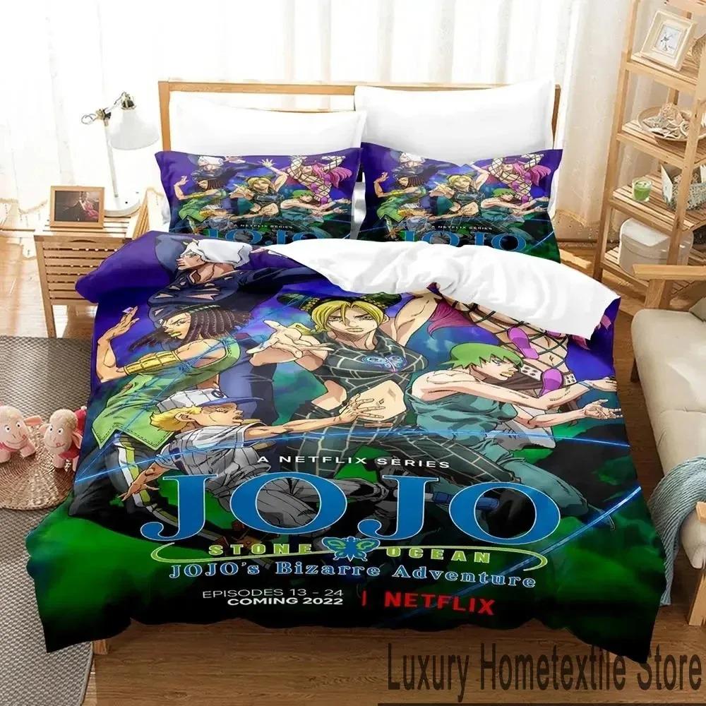 Anime JoJos Bizarre Adventure Bedding Set Duvet Cover Pillowcase King Queen Size Boys Adult Comforter