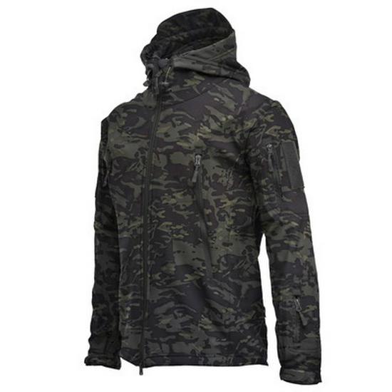 Men's Tactical Waterproof Camouflage Softshell Jacket - Warm Fleece Windbreaker for Outdoor Workwear