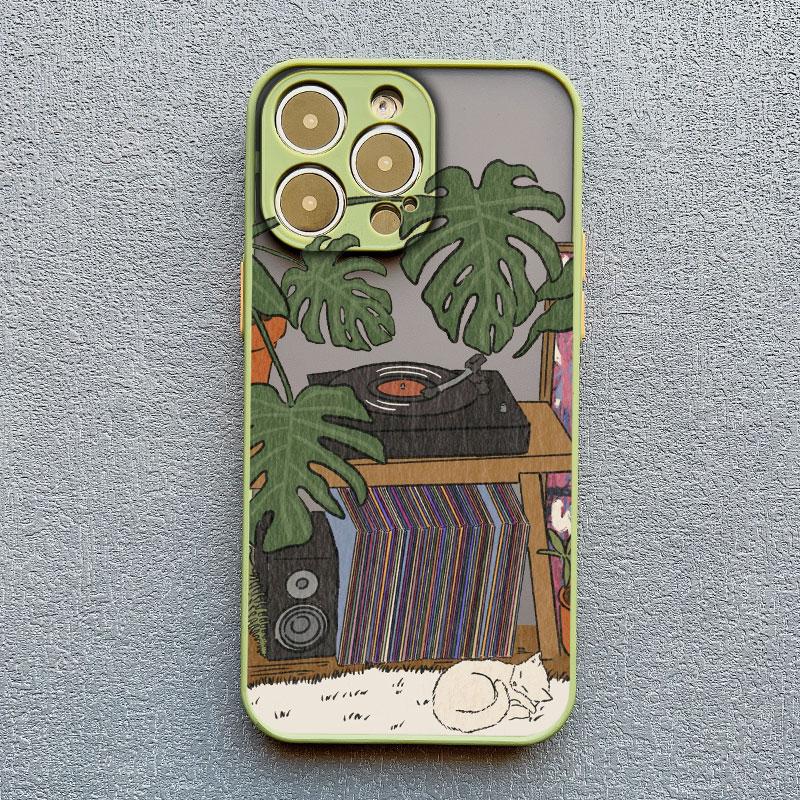 Cartoon Home Furnishing Table Cat Phone Case For iPhone 15 14 13 12 11 Pro Max Mini SE2 15 14 8 7 Plus X XR XS Shockproof Covers