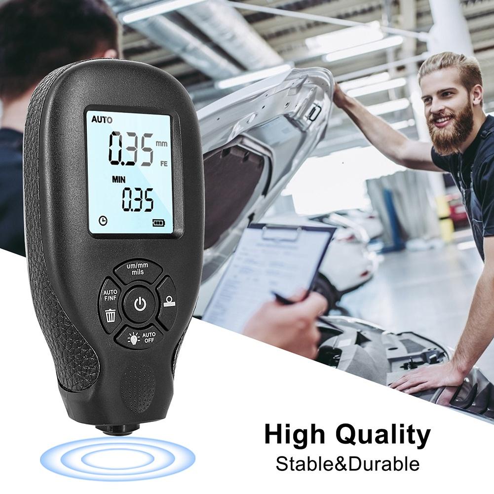 

HW-300 Paint Thickness Gauge Car Coating Thickness Meter Paint Film Thickness Measurement Dry Film Digital Meter Gauge Check with LCD Display Black