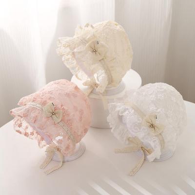 2026 Baby Girl Lace Bowknot Sun Hat - Spring & Summer Flower Trim Princess Hat for Infants