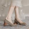 Xiaohongshu Popular High Heels Women's French Retro Plaid H Buckle Thousand Bird Grid Fashion 2025 Spring New Single Shoes