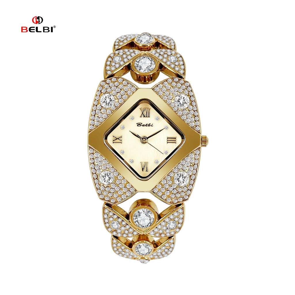 Unique Design Gold Women Bracelet Watches Luxury Elegant Wrist Watches For Ladies Full Diamond Women Quartz Wristwatches