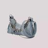 2025 Autumn/Winter Vintage Denim Chain Crossbody Baguette Bag