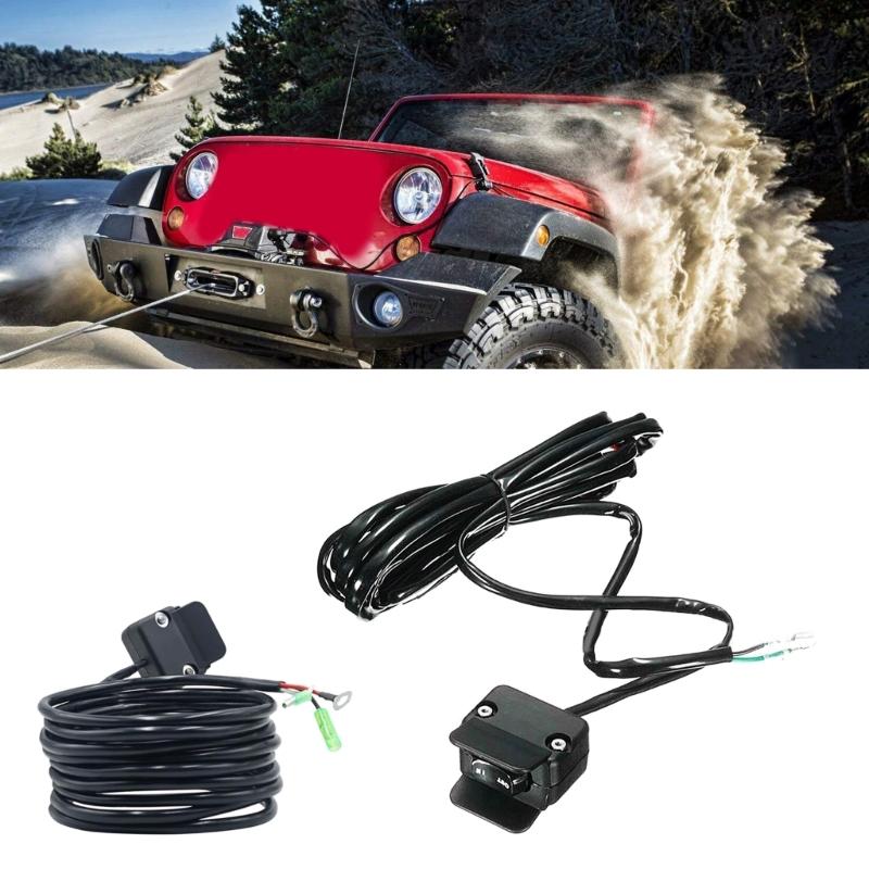 Mini Switch 12V ATV Winch Thumb Switch Handlebar Control Line Kit ATV Accessory Handlebar Control Kit