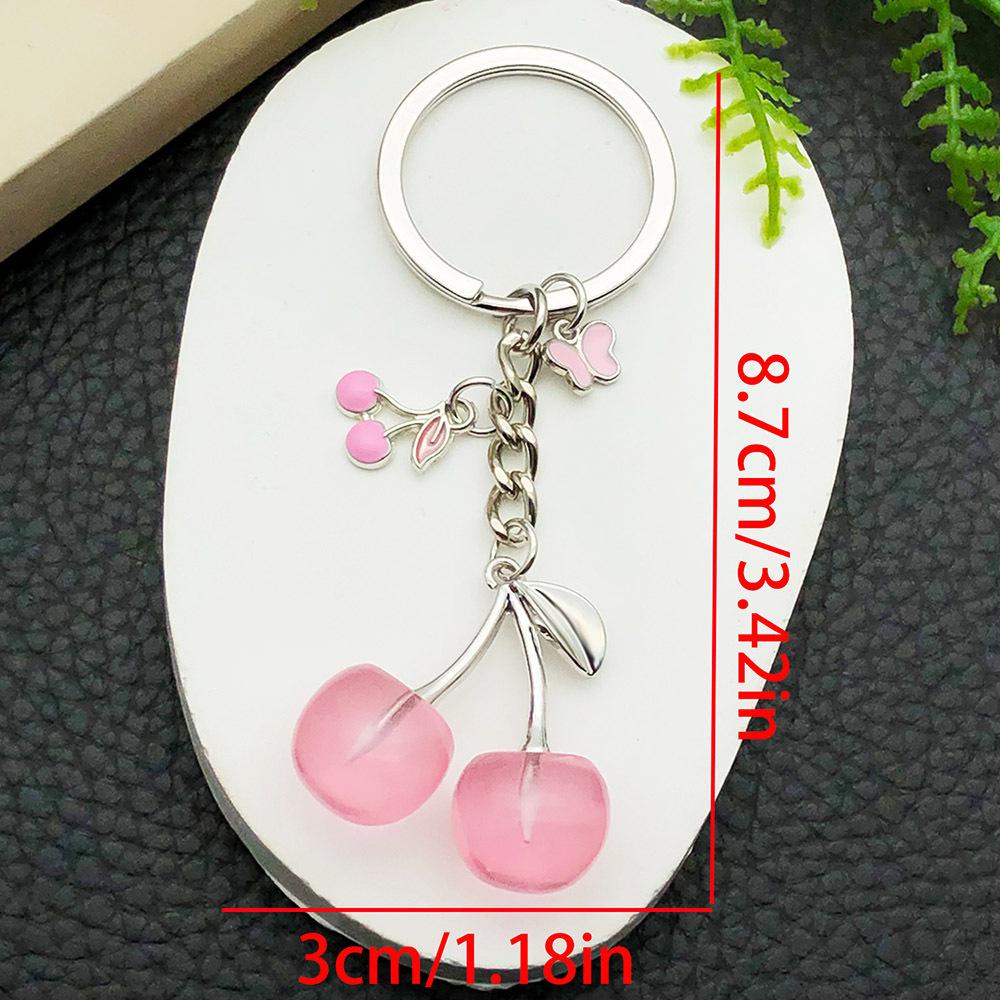 New Creative Cherry Keychain Pendant - Pink Drip Oil Design for Best Friend Bag Gift