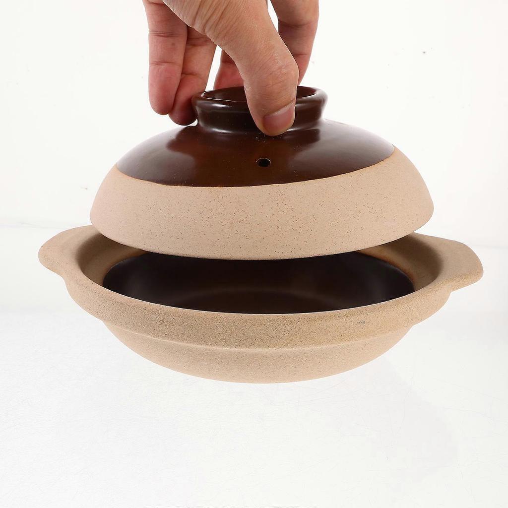 Brown Ceramic Stew Pot for Home Stove Cooking 1Pcs Clay Casserole