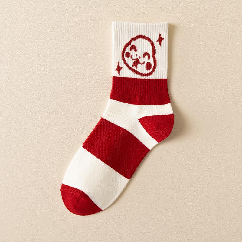Ladies Autumn Winter New Year Lovely Mid Tube Cotton Socks