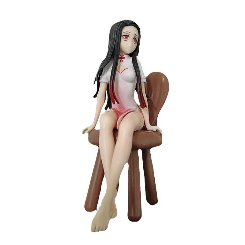 14CM Demon Slayer Anime Figure Kamado Nezuko Instant Noodle Cheongsam Girl PVC Action Figure Model Toy