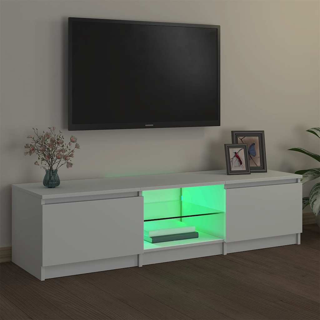 Vidaxl TV Cabinet with LED Lighting, White, 140 X 40 X 35.5 Cm
