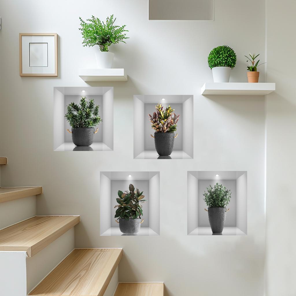 Tropical Green Plants Wall Sticker Self Adhesive Vinyl Decal for Bedroom Living Room Hallway Home Decor