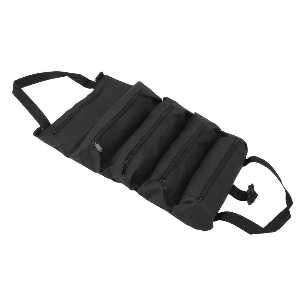 Roll Up Tool Bag 5 Zipper Pockets Portable Oxford Cloth Electricians Tool Bag for Carpenter Plumber