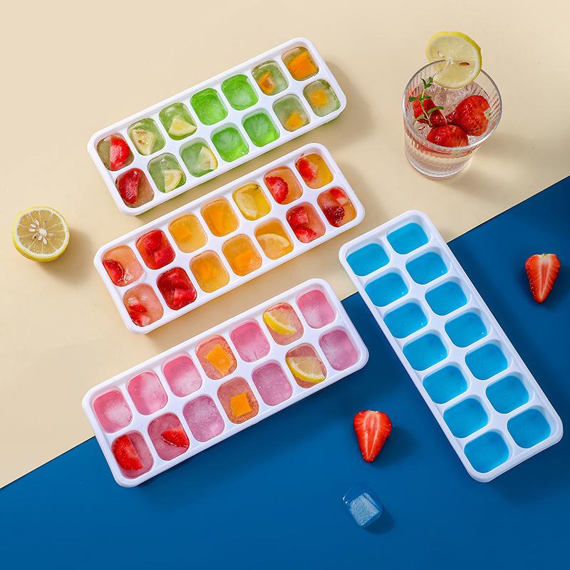 1Pcs Silicone Square 14 Cube Easy Release Ice Cube Molds Ice Cube Tray Mold With Lid Kitchen Bar Diy Iced Cocktail Freeze Tool