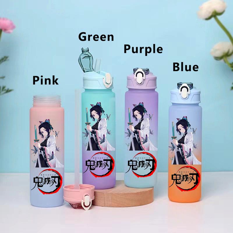 750ML Demon Slayer Cartoon Plastic Gradient Water Cup Portable Leak Proof Water Bottle Student Outdoor Sports Travel Water Cup
