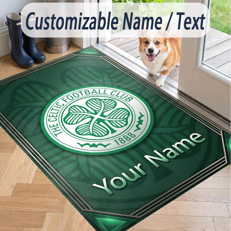 Custom Text Printed Rug Celtic FC Non Slip Floor Carpet For Home Room Decor